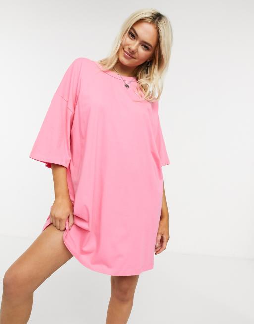 Long pink t sales shirt dress