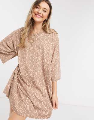 taupe polka dot dress
