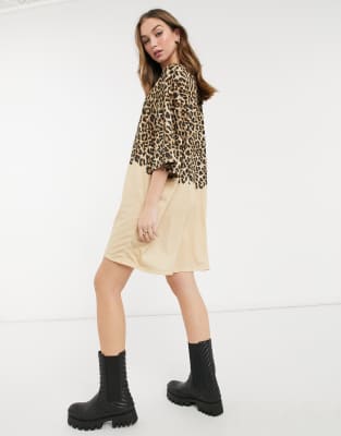 leopard print oversized t shirt dress