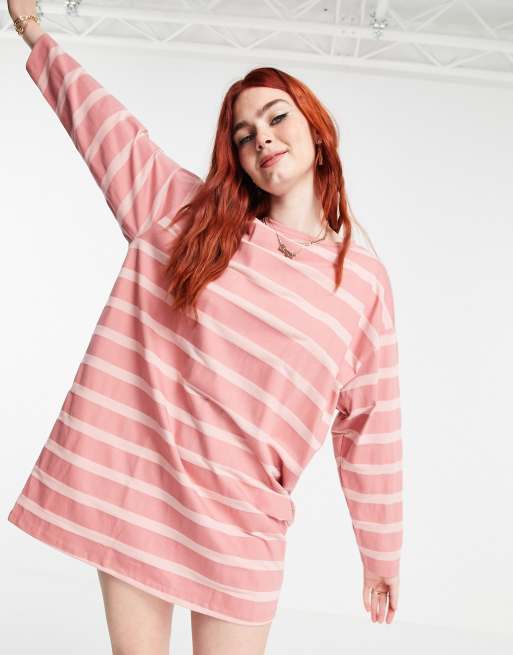 Pink stripe t store shirt dress