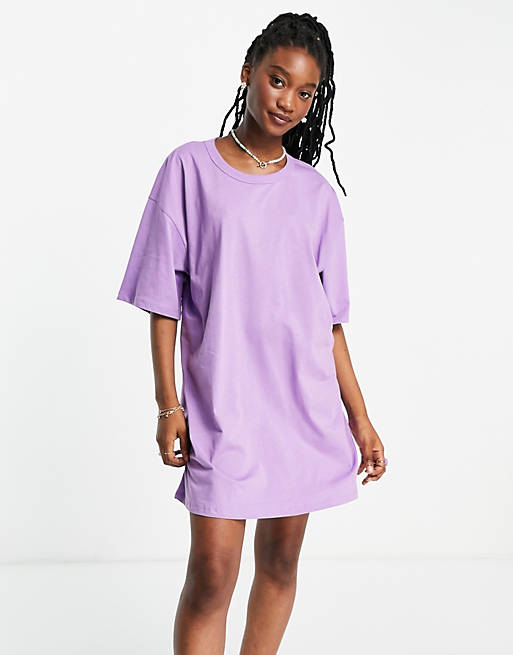Women oversized t-shirt dress in violet 