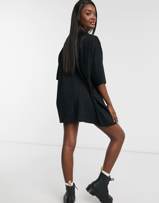 ASOS DESIGN oversized t shirt dress with dragon graphic in black