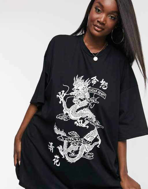 Oversized Overdyed Dragon Graphic T-shirt