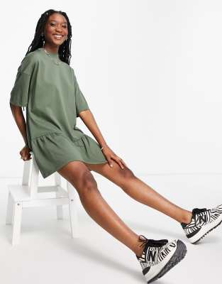 oversized khaki shirt dress