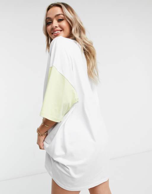 Asos Design Oversized T Shirt Dress With Half And Half Colourblock Asos