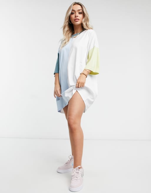 Asos Design Oversized T Shirt Dress With Half And Half Colourblock Asos