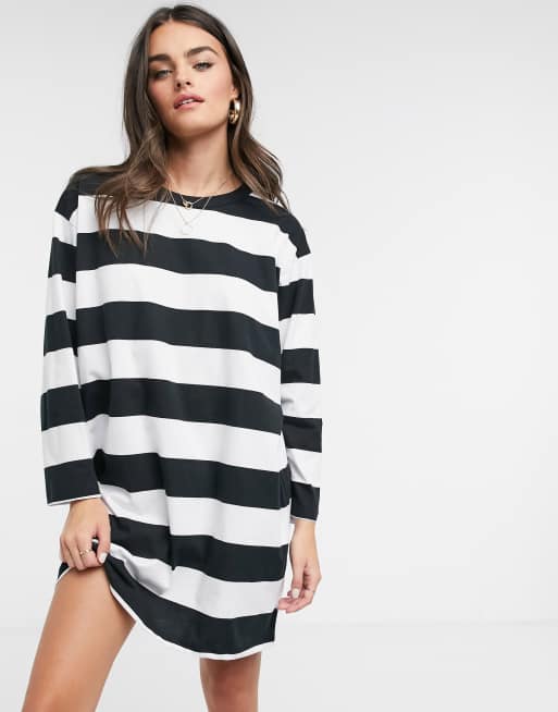 Black and white store striped jersey dress