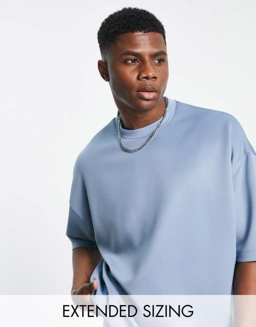 ASOS DESIGN - Oversized T-shirt i blå scuba-stof