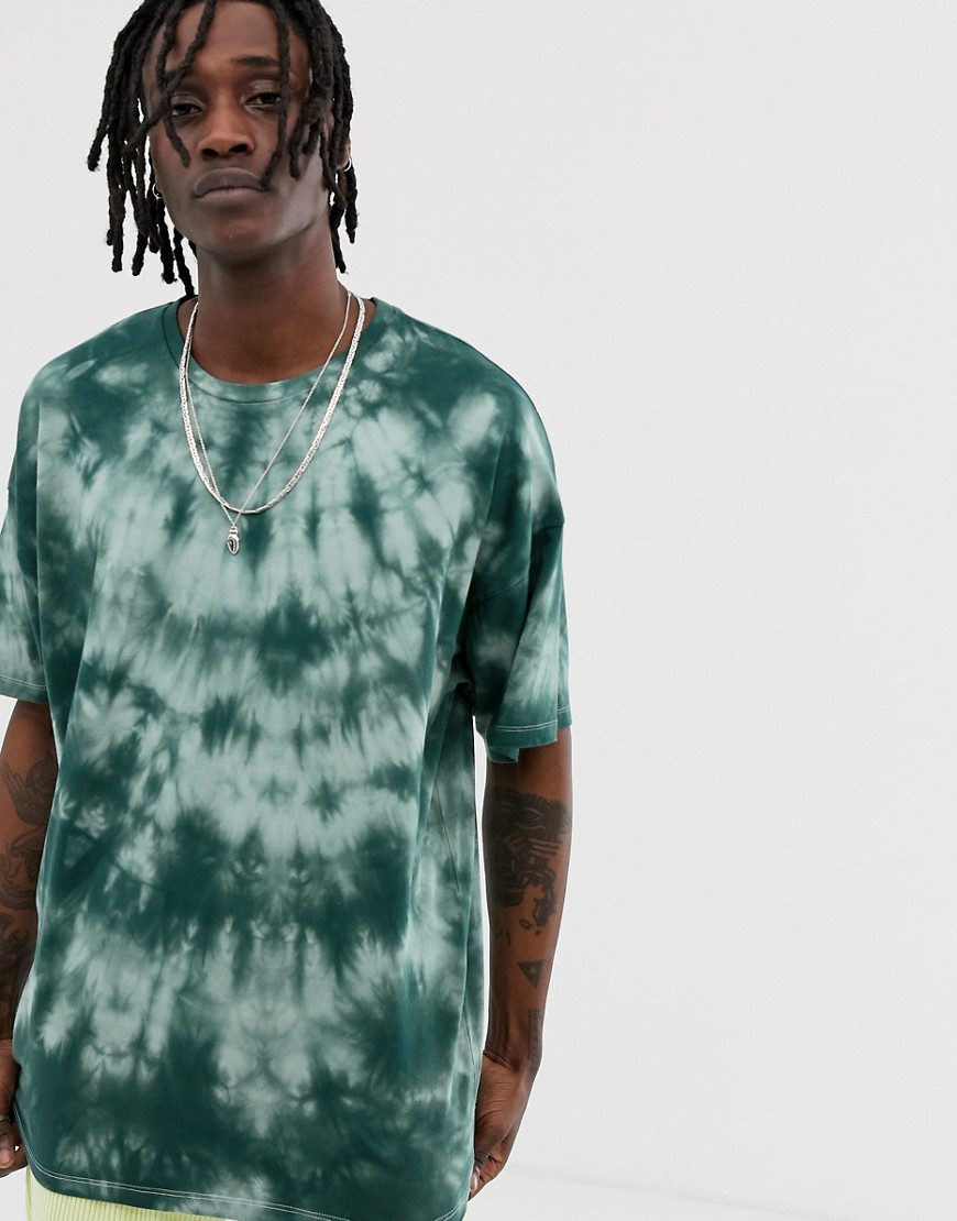 ASOS Design - oversized t-shirt i grøn batik