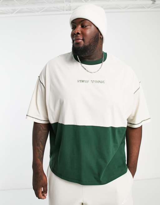 ASOS DESIGN - Oversized T-shirt i grøn farveblok med New York-print, 3 af 4
