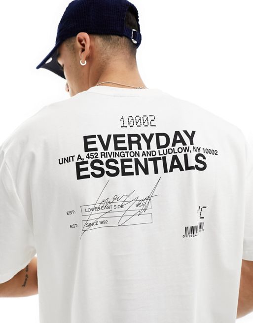 FhyzicsShops DESIGN - Oversized T-shirt i hvid med tekstprint på ryggen