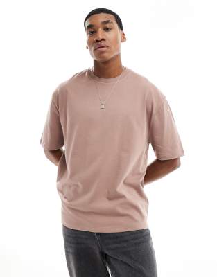 ASOS DESIGN - Oversized T-shirt i kraftigt, brunt materiale - view 1