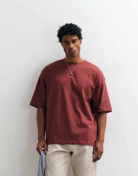 ASOS DESIGN - Oversized T-shirt i kraftigt, brunt materiale - view 1