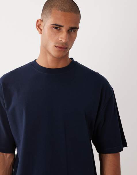 ASOS DESIGN oversized t-shirt i marinblå piké - view 1