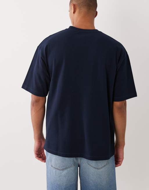 ASOS DESIGN oversized T-shirt i navy piqué, 5 af 5
