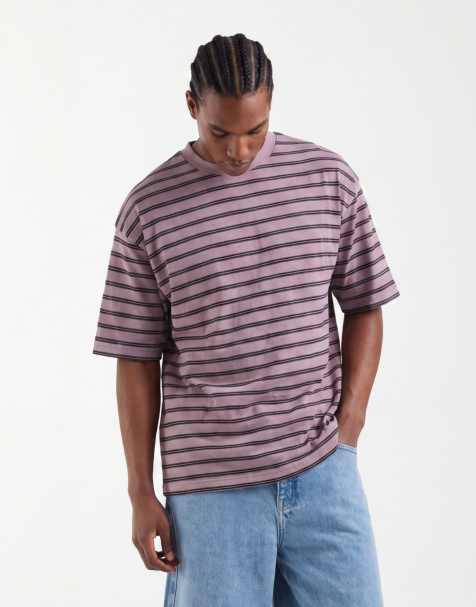 ASOS DESIGN oversized T-shirt i pink vasket stribe - view 1