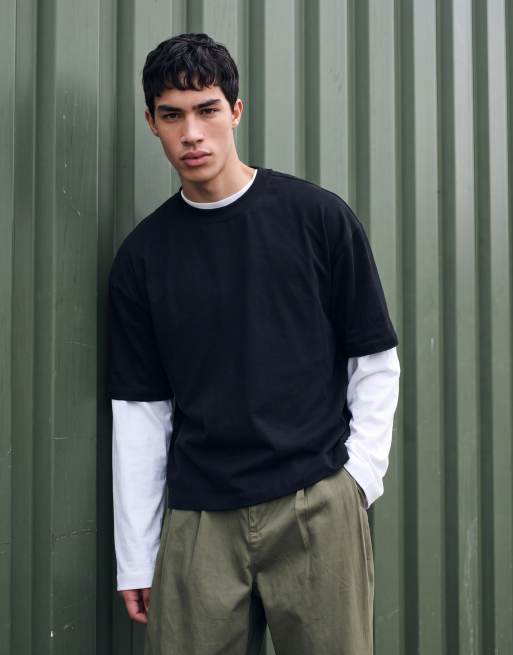 ASOS DESIGN - Oversized T-shirt i sort, kraftigt stof i firkantet pasform
