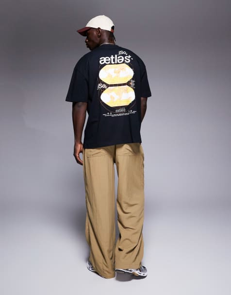 ASOS DESIGN - Oversized T-shirt i sort med Atlas-print bagpå - view 1