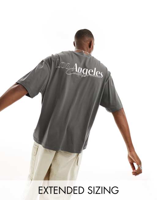 ASOS DESIGN - Oversized T-shirt i sort med Los Angeles-print fortil og bagpå