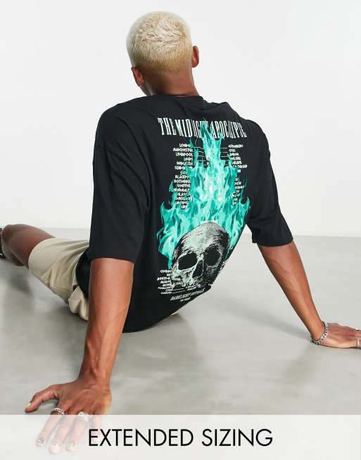 ASOS DESIGN - Oversized T-shirt i sort med skaterprint foran og bagpå