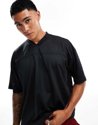ASOS DESIGN - Oversized T-shirt i sort sportsmesh i firkantet pasform