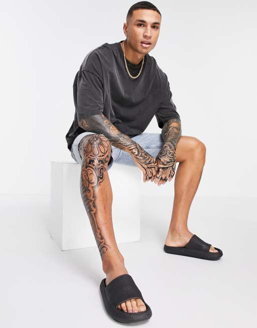 ASOS DESIGN - Oversized t-shirt i sort syrevasket bomuldsblanding - BLACK, 3 af 4