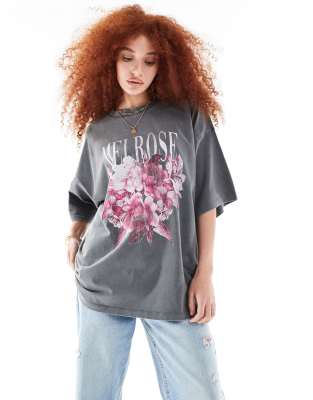 ASOS DESIGN - Oversized T-shirt i sort vask med Melrose-grafik