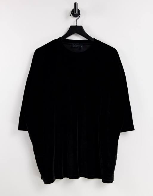 ASOS DESIGN - Oversized T-shirt i sort velour