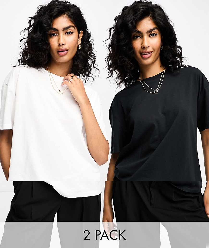 ASOS DESIGN oversized t-shirt in 2 pack in black & white-Multi