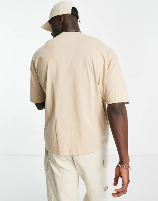 ASOS DESIGN oversized t-shirt in beige and green colour block with