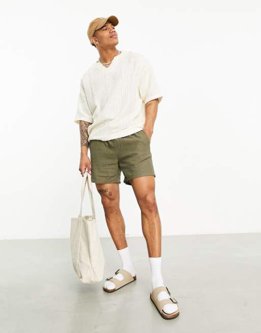 ASOS DESIGN oversized t-shirt in beige texture with neck detail | ASOS