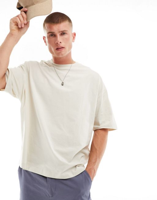 Only & Sons relaxed serpentine t-shirt in beige