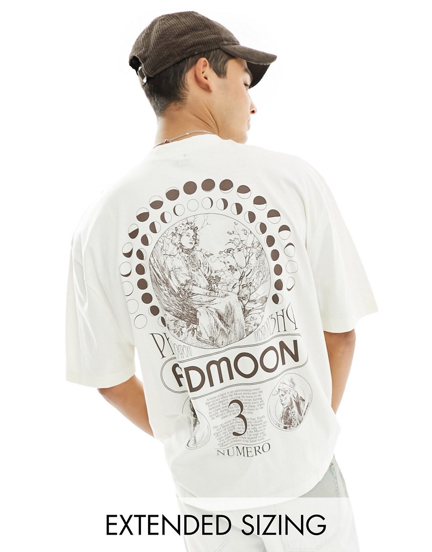 ASOS DESIGN oversized t-shirt in beige with celestial back print-Neutral