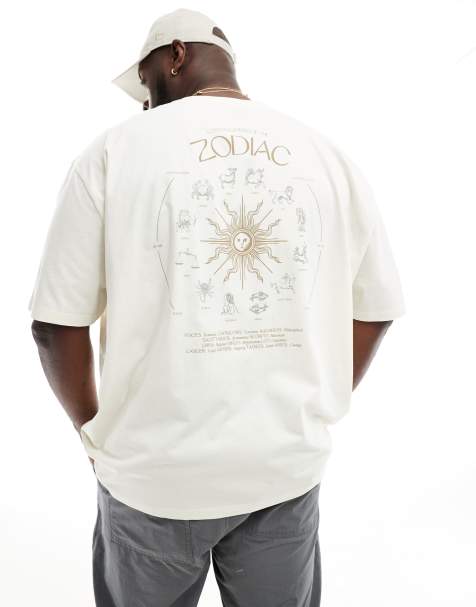 ASOS DESIGN oversized t-shirt in beige with celestial zodiac back print - view 1