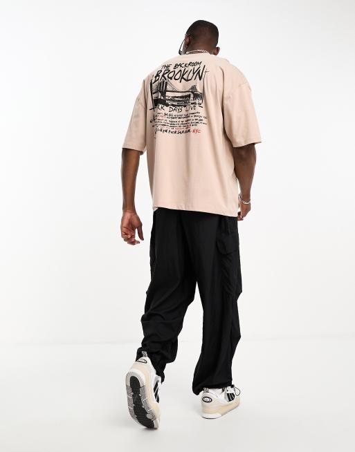 Men's Oversize T-Shirt Round Neck Text Printed White