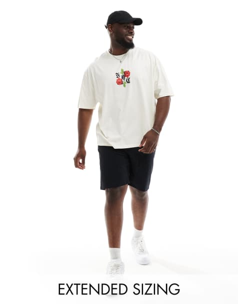 ASOS DESIGN oversized t-shirt in beige with floral front print - view 1