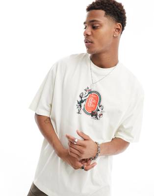 ASOS DESIGN oversized t-shirt in beige with front statue print