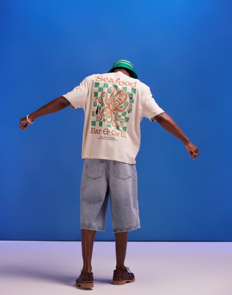 ASOS DESIGN oversized t-shirt in beige with octopus back print - view 1