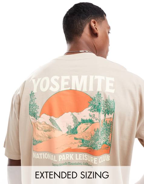 ASOS DESIGN oversized t-shirt in beige with scenic back print - view 1