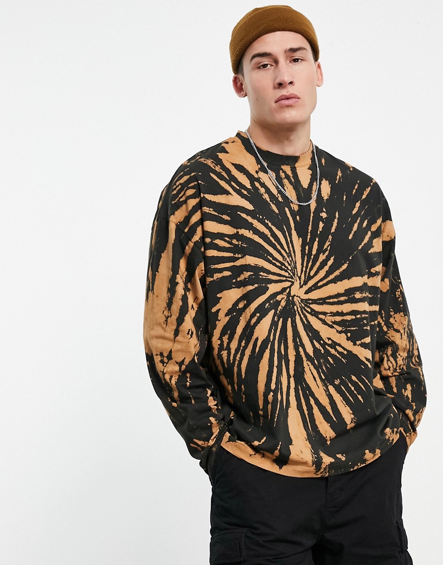 ASOS DESIGN oversized t-shirt in black and brown tie dye
