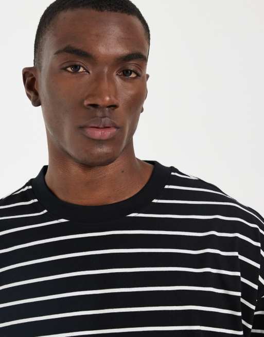 ASOS DESIGN oversized t-shirt in black and cream stripe, 4 of 5