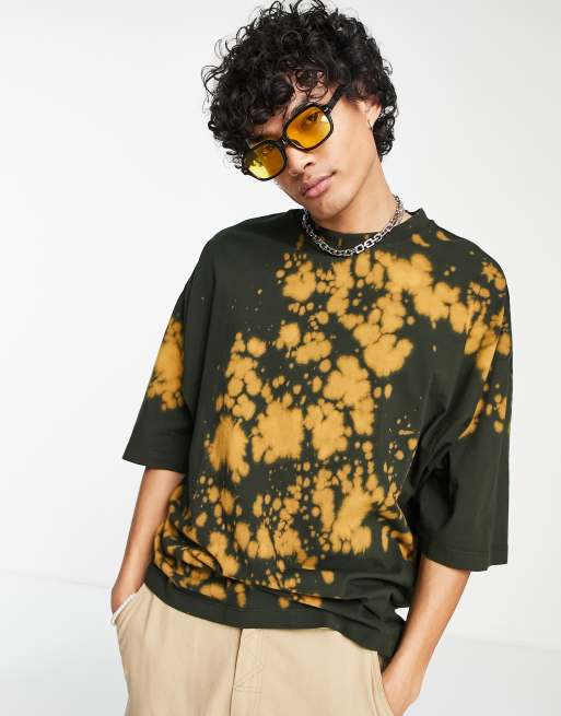 ASOS DESIGN oversized t shirt in black and orange tie dye