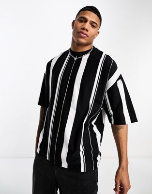 ASOS DESIGN oversized t-shirt in black and white stripe