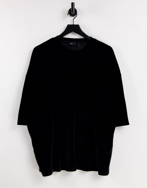 ASOS DESIGN oversized t-shirt in black velour | ASOS