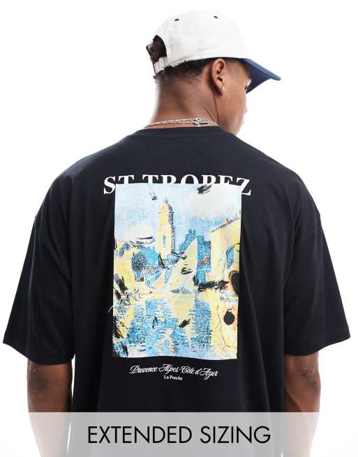 FhyzicsShops DESIGN oversized T-shirt in black with abstract back print