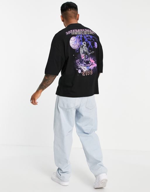 ASOS Design Oversized T-Shirt with Back Moon & Cloud Print