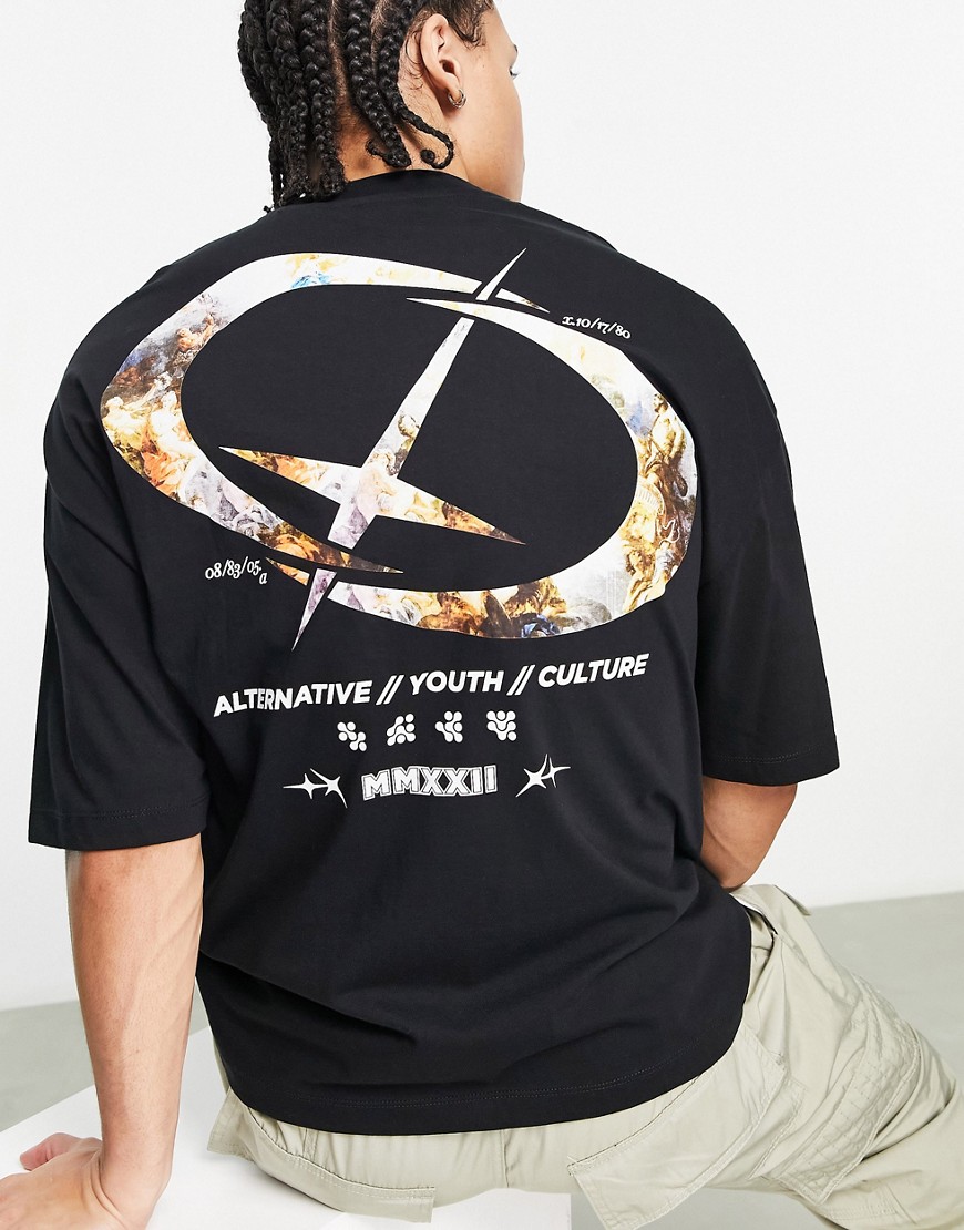 ASOS DESIGN oversized t-shirt in black with artsy back print