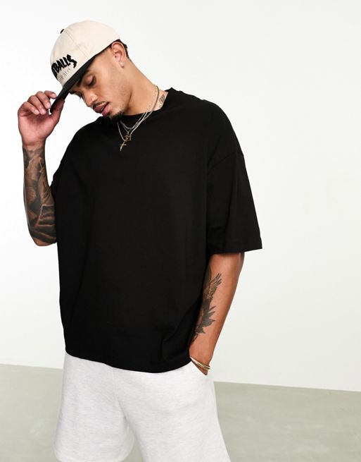 ASOS DESIGN oversized T-shirt in black with back text print