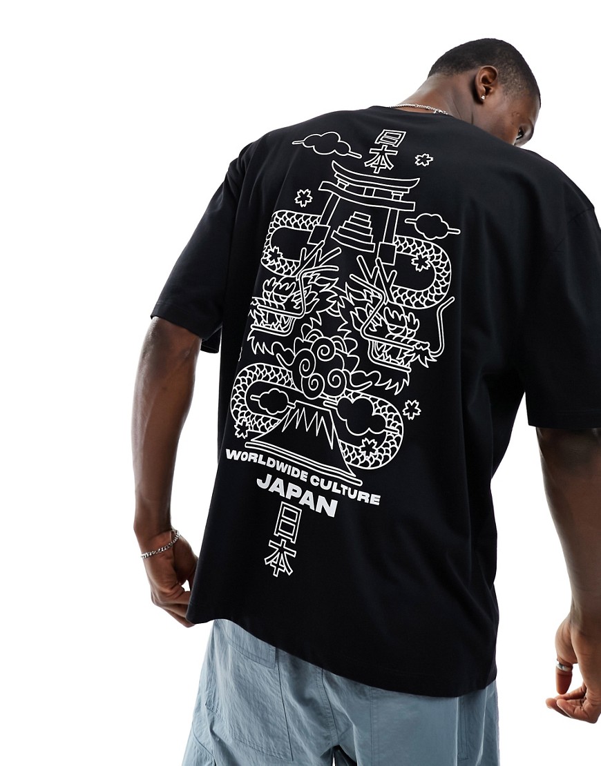 ASOS DESIGN oversized t-shirt in black with back souvenir print
