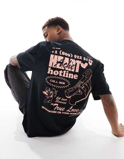 ASOS DESIGN oversized t-shirt in black with cartoon back print - view 1